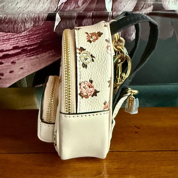 NEW COACH Mini Court Backpack Bag Charm With Rosette Print NWT - Picture 3 of 9